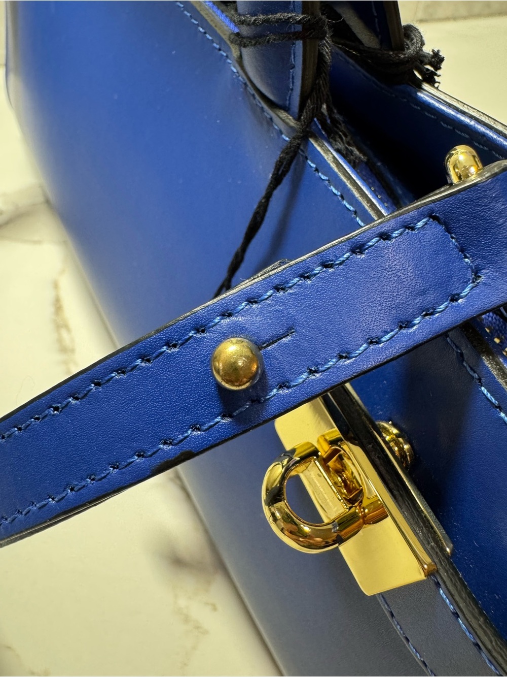 CLAUDIA FIRENZE Cobalt Blue smooth leather, top-handles w/removable strap - Picture 5 of 16
